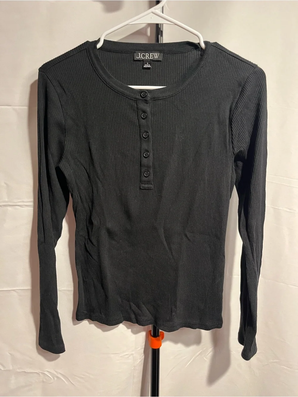 J.Crew women's Classic Crewneck long-sleeve ribbed Knit henley Fitted shirt Sm